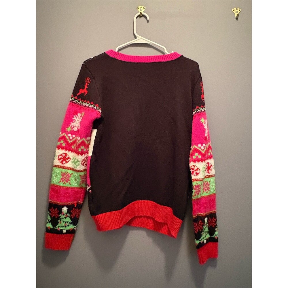 No Boundaries Ugly Christmas Sweater Juniors L Multicolor Ho Ho Ho Bells - Picture 7 of 10